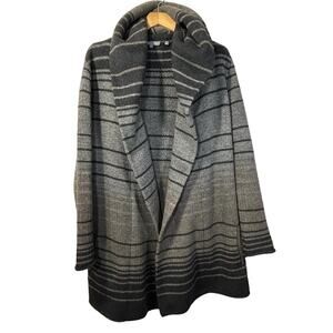 Vince Wool Open Sweater Cardigan Womens S Sophie Striped Hood Pockets